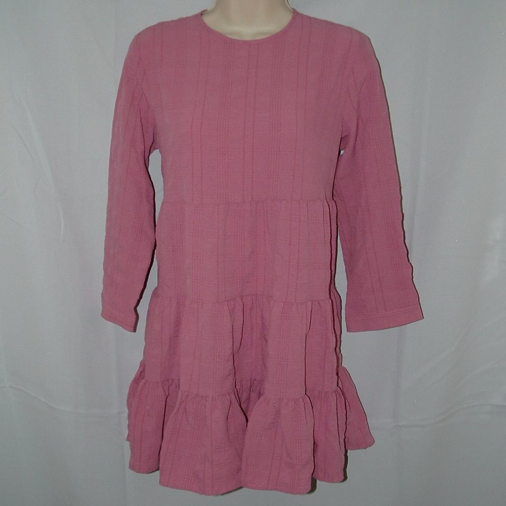 LIKE NEW Mauve Sz Small Stretchy Roomy Tiered Boho Mini Dress THIS THAT